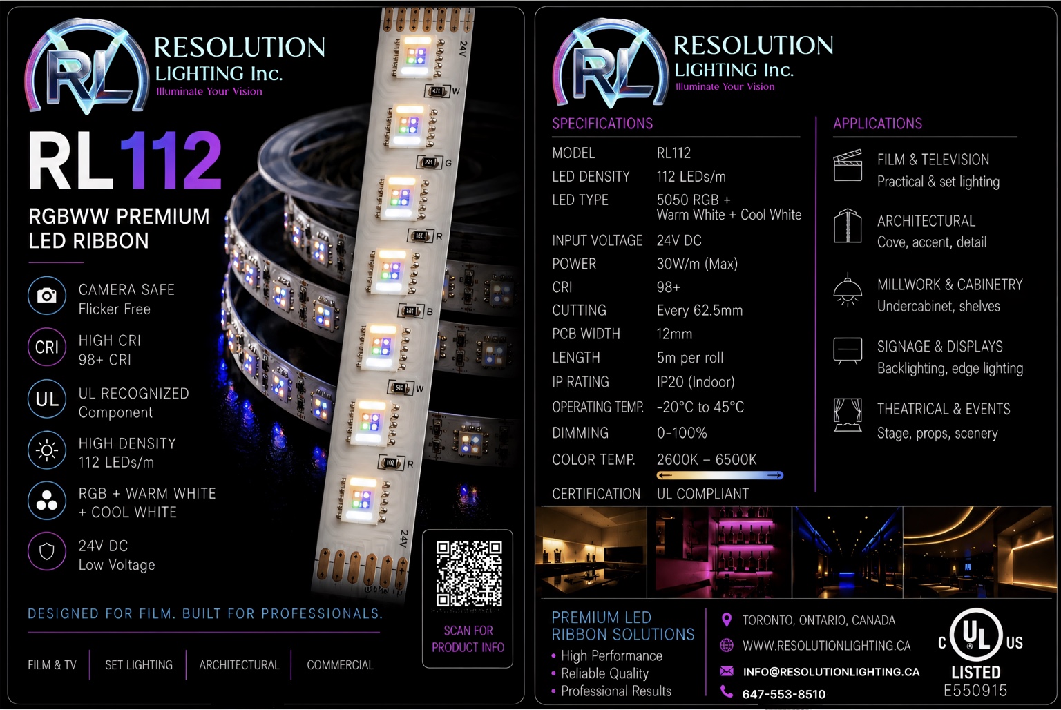 RL112 RGBWW premium LED ribbon product card